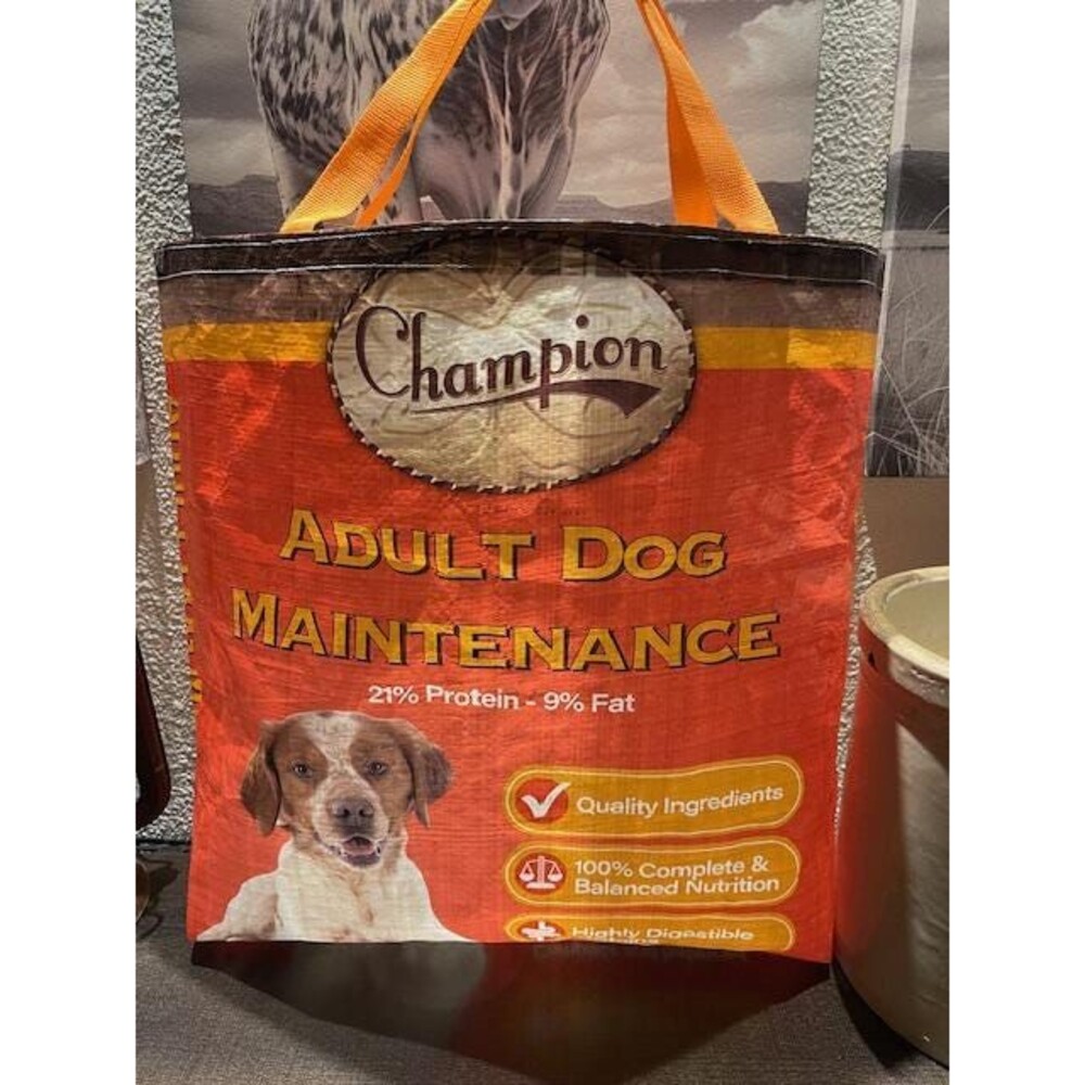 Unique Upcycled Dog Food Feed Bag Tote - Eco-Friendly Market Bag